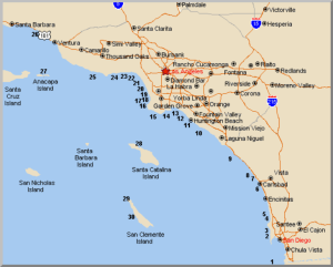 Map of California Shipwrecks and Artificial Reefs with GPS Coordinates